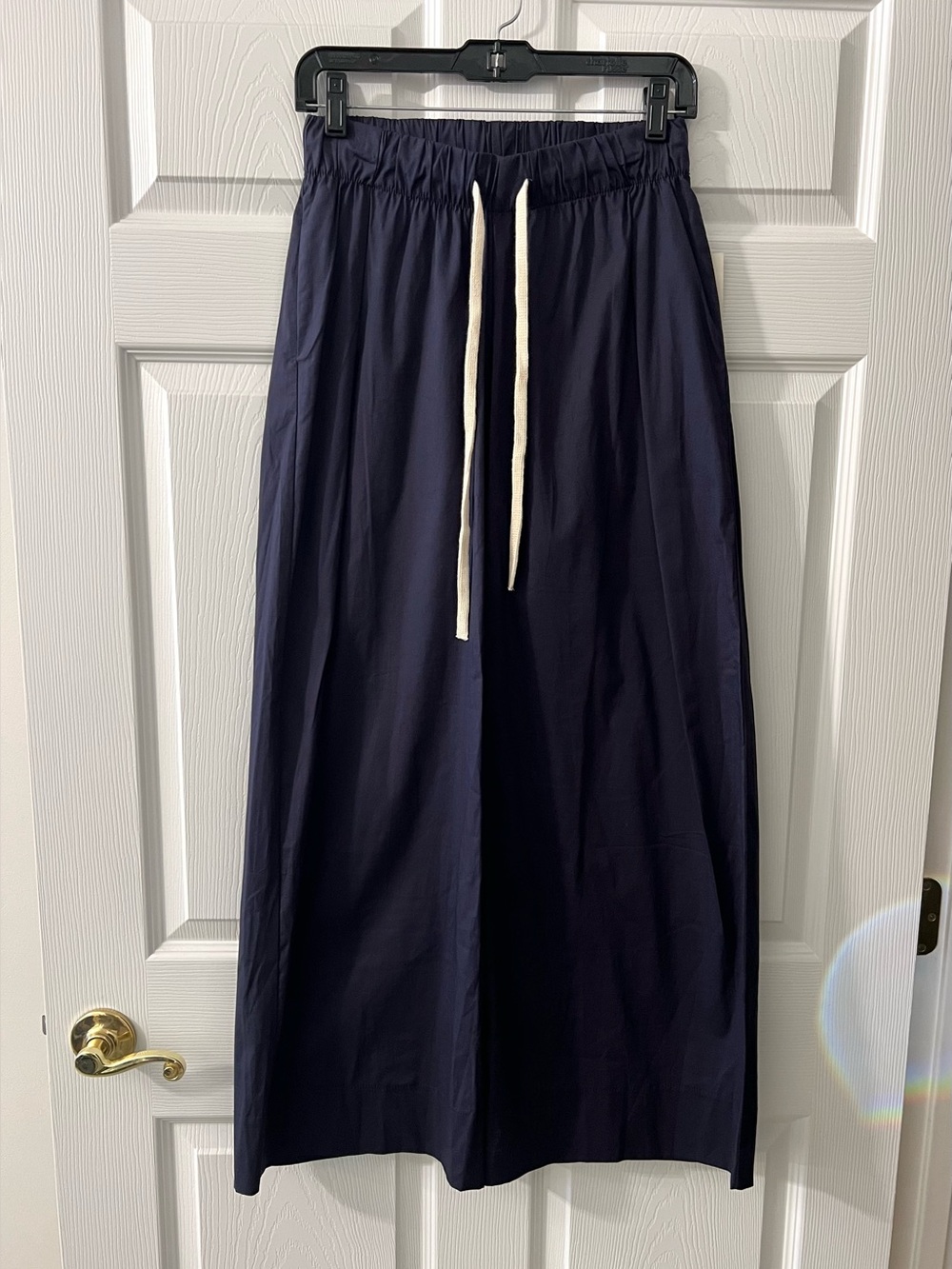 Navy Wide-Leg Drawstring Pants